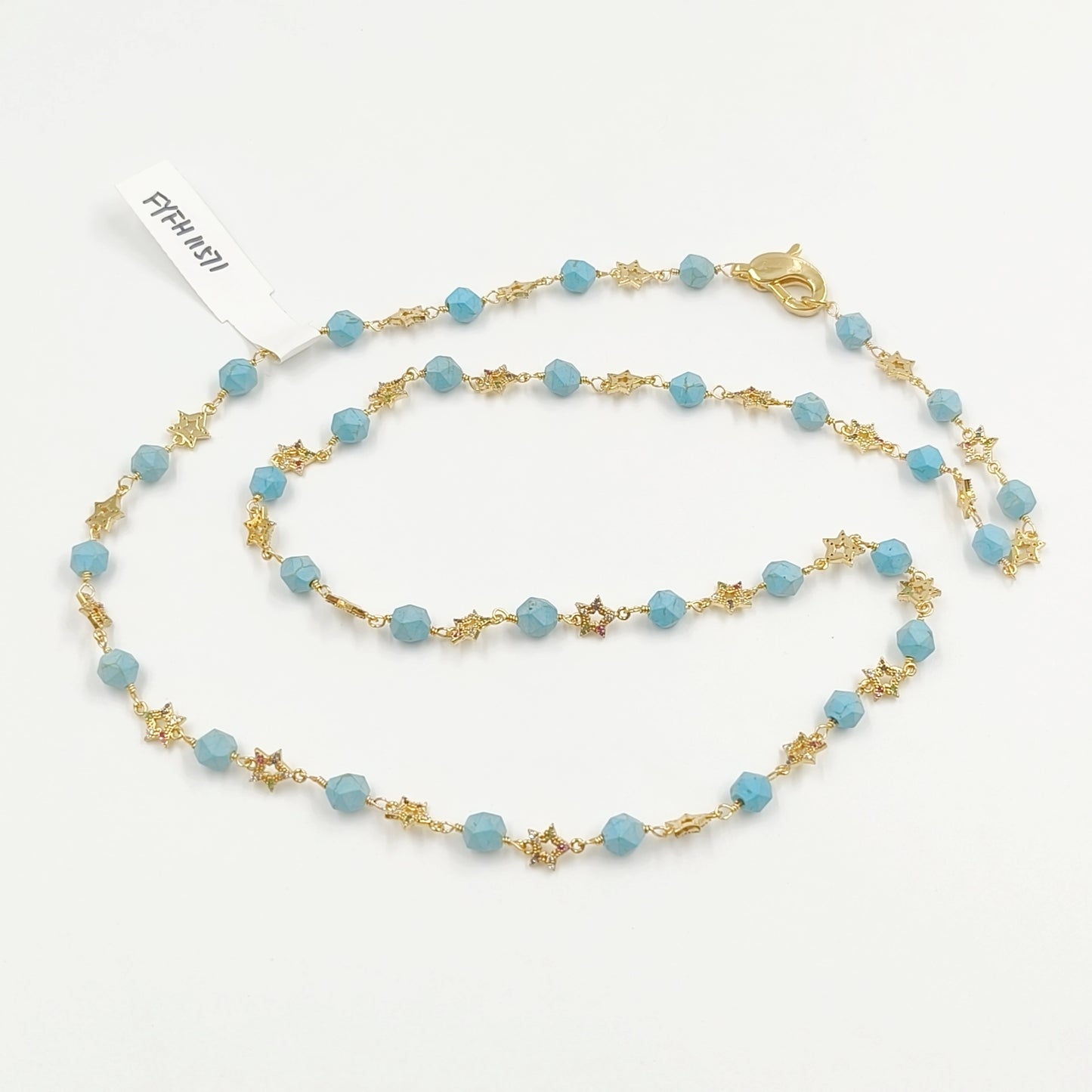 WT-N1435 Gorgeous Natural Colorful Beads Chain 90cm Long Handmade Wire Wrapped Rosary Beads Chain Necklace