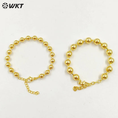 WT-JF343 Newest Fashion 18K Real Gold Plated Round Brass Beads Made Women Bracelets Unique Lady Daily Wear Jewelry
