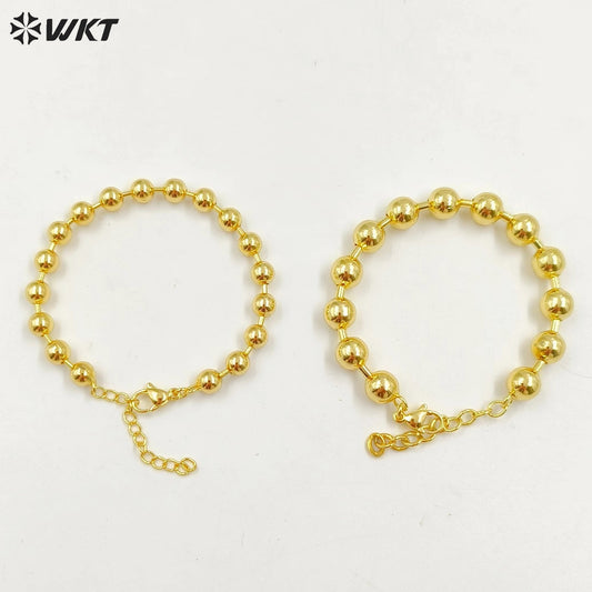 WT-JF343 Newest Fashion 18K Real Gold Plated Round Brass Beads Made Women Bracelets Unique Lady Daily Wear Jewelry