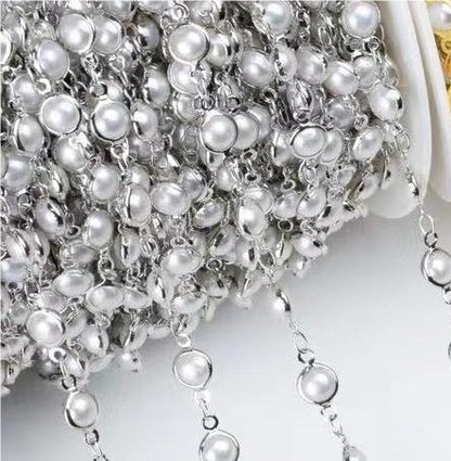 WT-RBC220 Amazing Unique Artificial Pearl Beads Jewelry Chain Women DIY Handmade Round Beads Necklace Chain in 5 Meters
