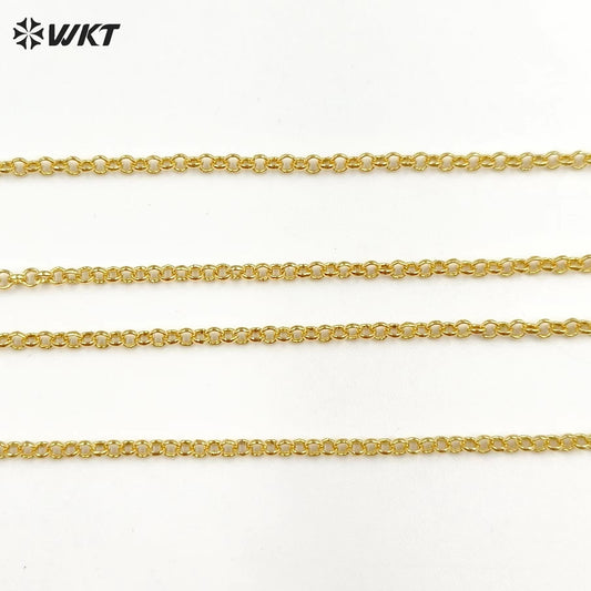 WT-BFN037 Round Gold Chain Yellow Brass with 18k Gold Plated Chain Exquisite Women Decorate Necklace Chain