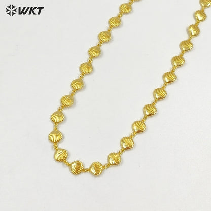 WT-JFN44 Newest Women Romantic Style Metal Yellow Brass Gold Plated Sea Star And Shell Shape Necklace Party Wearing Jewelry