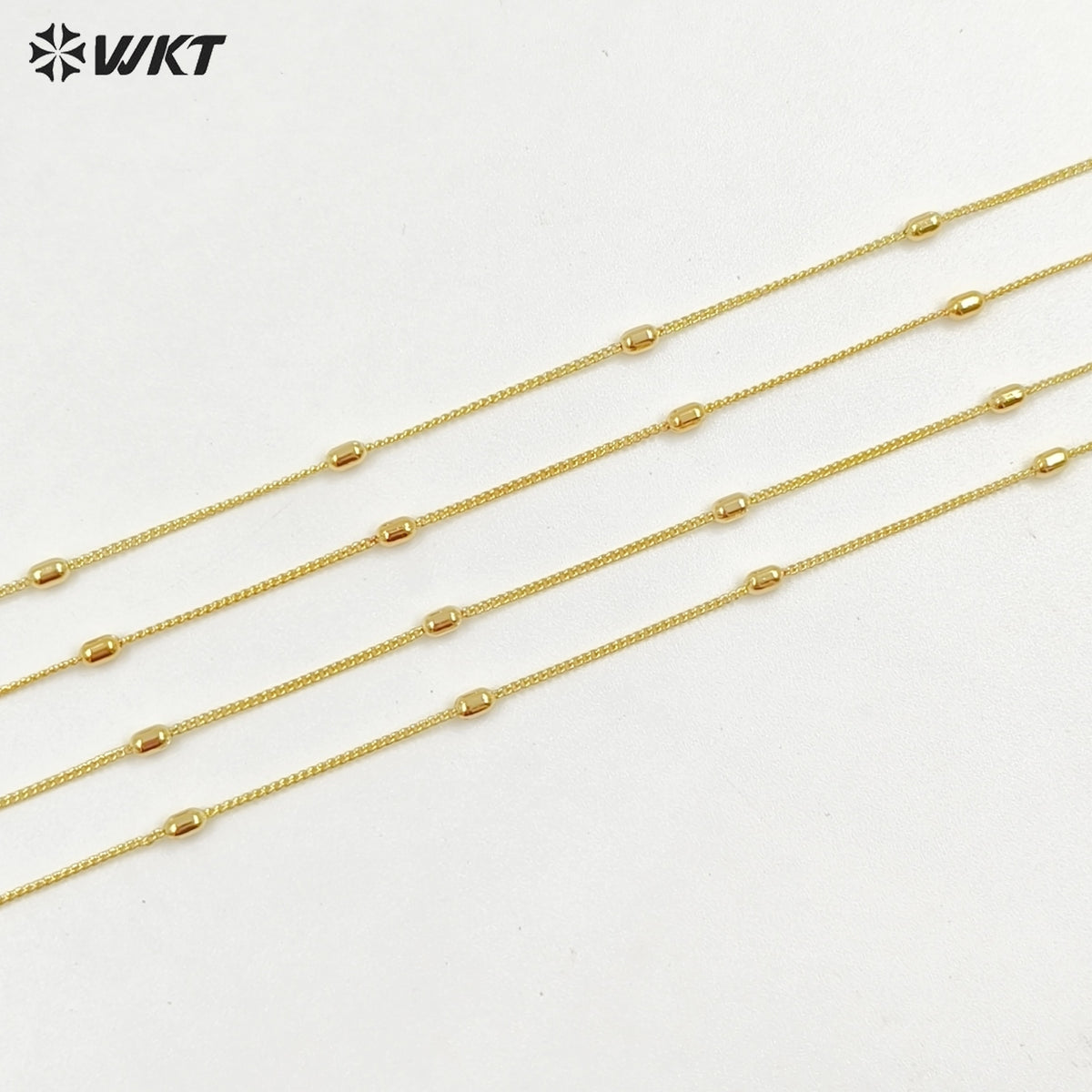 WT-JFN43 High Quality Classical Simple Yellow Brass 18K Gold Plated With Beads Metal Thin Necklace For Ladies Casual Jewelry