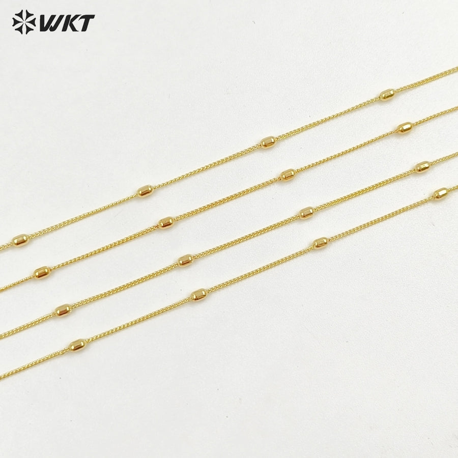 WT-JFN43 High Quality Classical Simple Yellow Brass 18K Gold Plated With Beads Metal Thin Necklace For Ladies Casual Jewelry