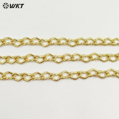 WT-BC253 Wholesale Fashion 18k Real Gold Plated Big Heart Shape Metal Chain in Resist Tarnishable For Jewelry Accessory