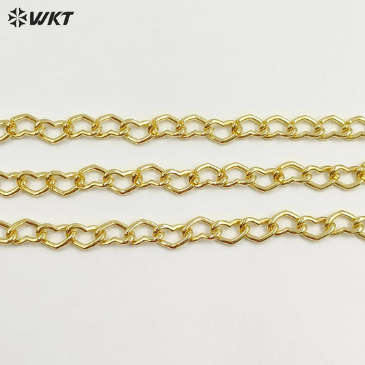 WT-BC253 Wholesale Fashion 18k Real Gold Plated Big Heart Shape Metal Chain in Resist Tarnishable For Jewelry Accessory