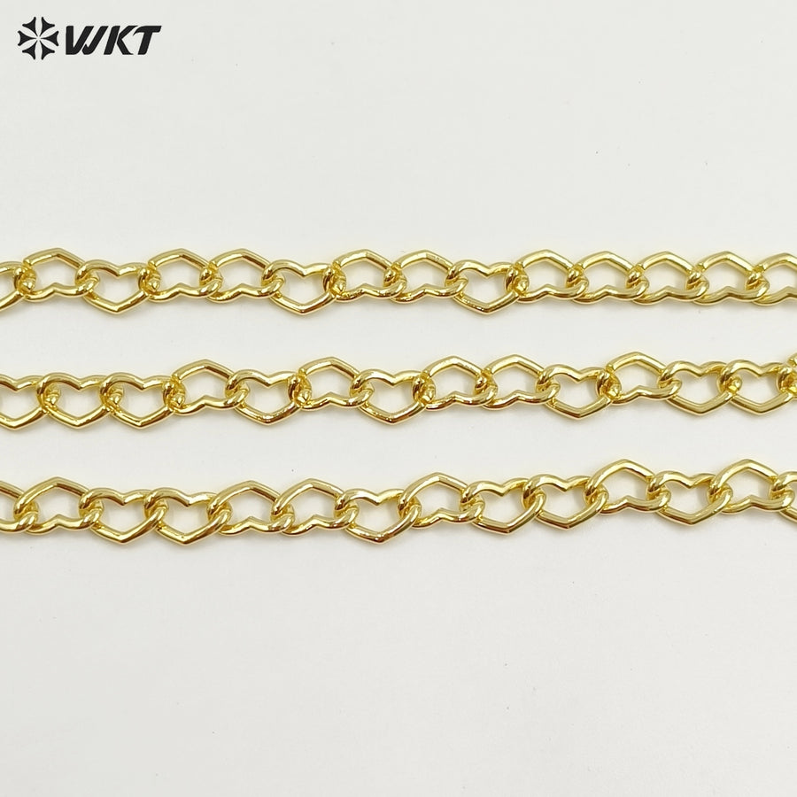 WT-BC253 Wholesale Fashion 18k Real Gold Plated Big Heart Shape Metal Chain in Resist Tarnishable For Jewelry Accessory