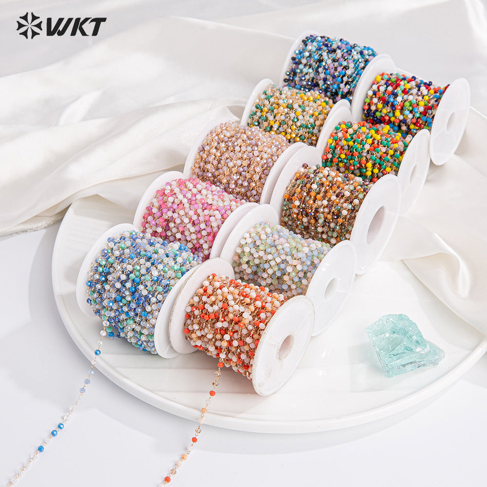 WT-RBC232 Euorope Fashion 2mm Tiny Colorful Beads Necklace Chain for Jewelry Findings DIY or As Sunglass Chain
