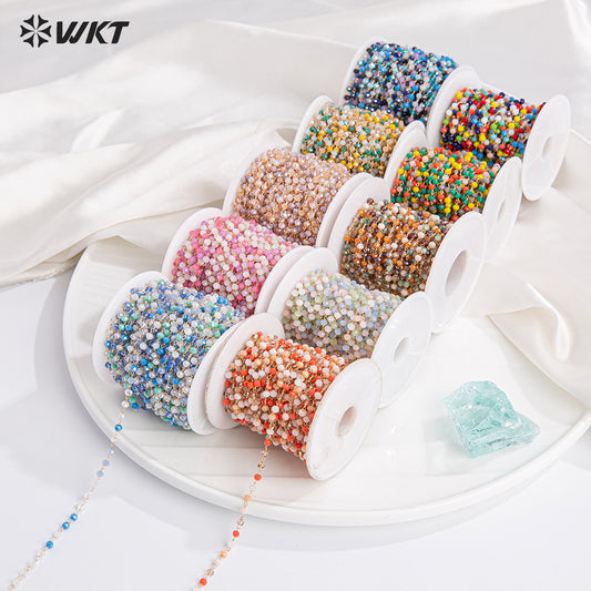 WT-RBC232 Euorope Fashion 2mm Tiny Colorful Beads Necklace Chain for Jewelry Findings DIY or As Sunglass Chain