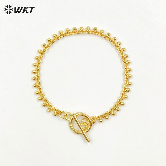 WT-JF353 High Quality New Delicate Natural Yellow Brass 18K Gold Plated Bracelet for Women As Birthday Gift Jewelry Finding