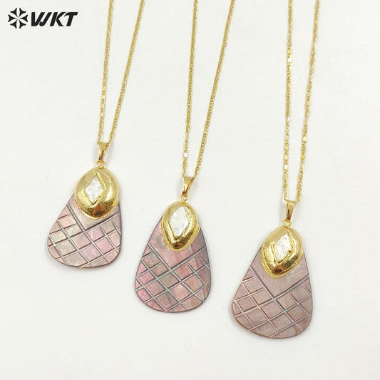 WT-JN307 Brand New Product Sweet and Lovely 18K Gold Plated Pineapple Shaped Pearl Shell Necklace for Ladies As Birthday Gift