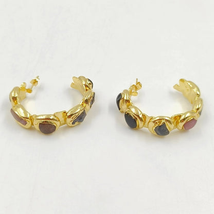 WT-E654 Luxury Wholesale Fashion Gemstone Gold Earrings Women Jewelry Findings with Hoop for You so Nice As a Anniversary Gift