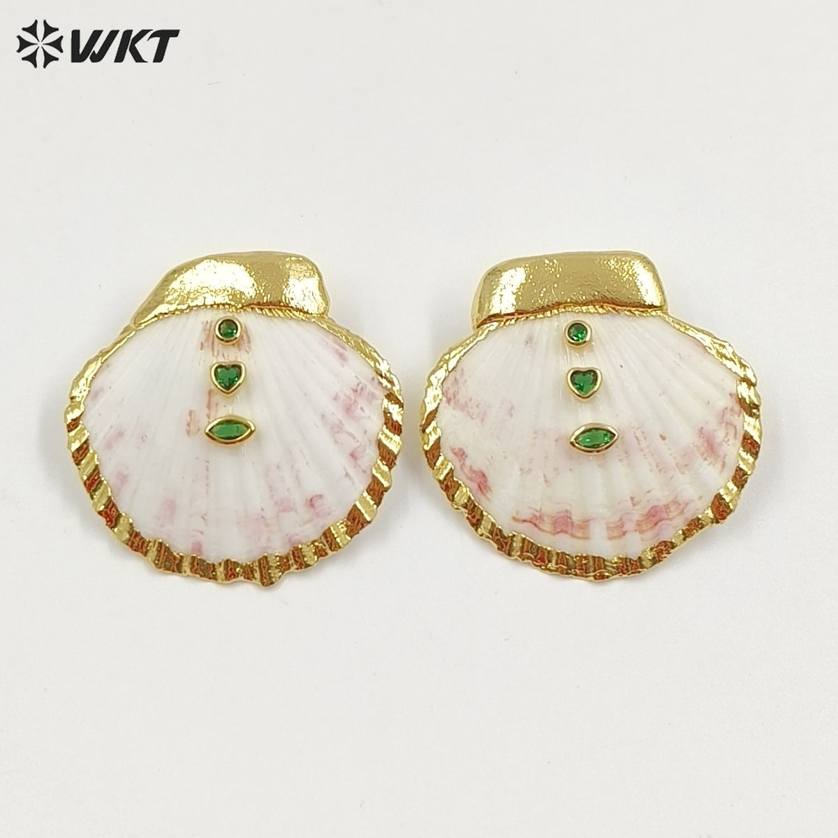 WT-MPE187 High Quality Trendy Gold Electroplated Natural Scallop Shell Earrings For Women Beach Vacation Matching Jewelry