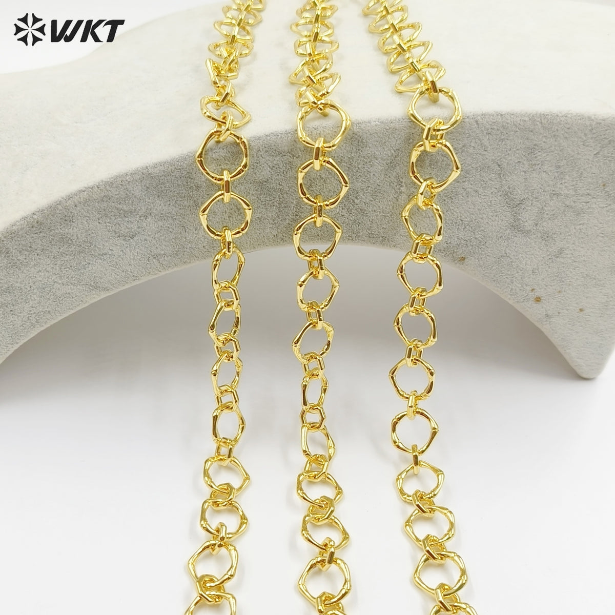 WT-BC251 WKT Exclusive Big Chunky Irregular Pentagon Handmade Connect Link Jewelry Chain in Resist Tarnished