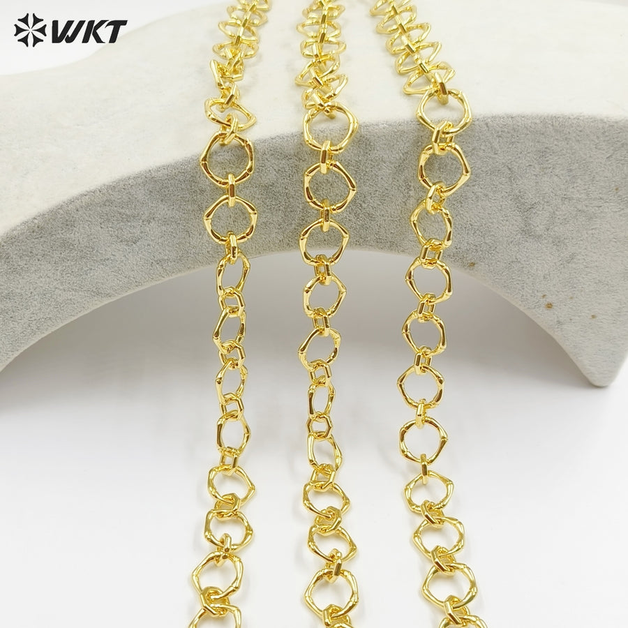 WT-BC251 WKT Exclusive Big Chunky Irregular Pentagon Handmade Connect Link Jewelry Chain in Resist Tarnished