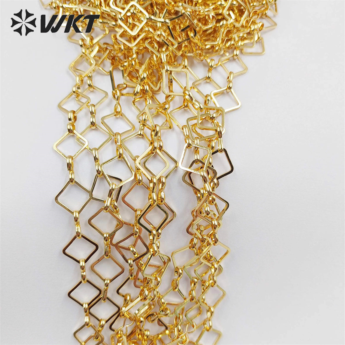 WT-BC191 New 18k Real Gold Plated Resist Tarnishable Brass Chain square Handmade Jewelry Chain in 8mm
