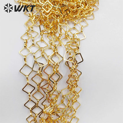 WT-BC191 New 18k Real Gold Plated Resist Tarnishable Brass Chain square Handmade Jewelry Chain in 8mm