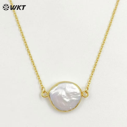 WT-N821 High Quality Connector Pearl Necklace Jewelry,Double Loops Natural Pearl Necklace Connector Necklace for Women