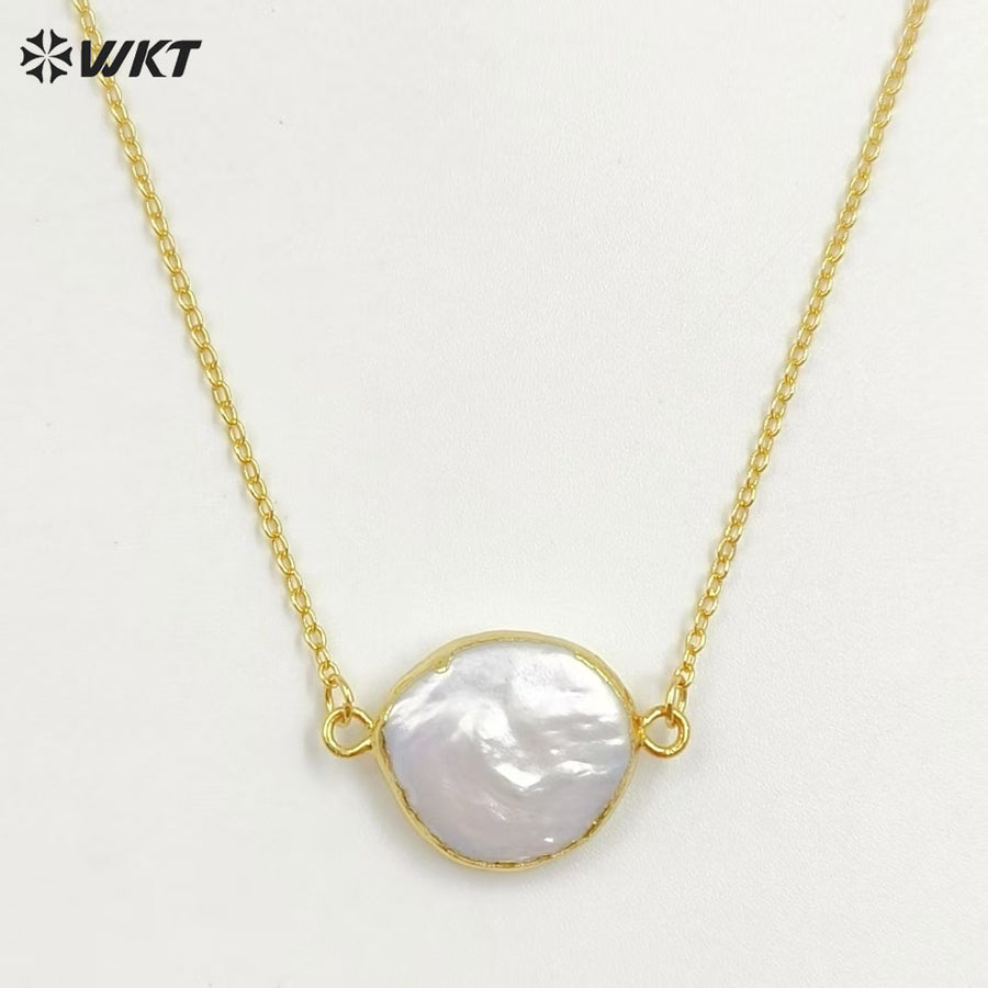 WT-N821 High Quality Connector Pearl Necklace Jewelry,Double Loops Natural Pearl Necklace Connector Necklace for Women