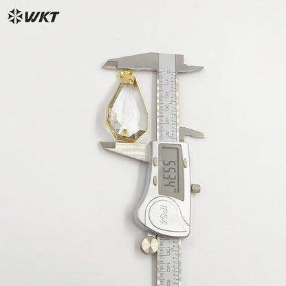 WT-P1305 in Stock ! Fashion Design Natural Rock Crystal Pendants Big Size 38*65mm Waterdrop Shape Crystal Pendant