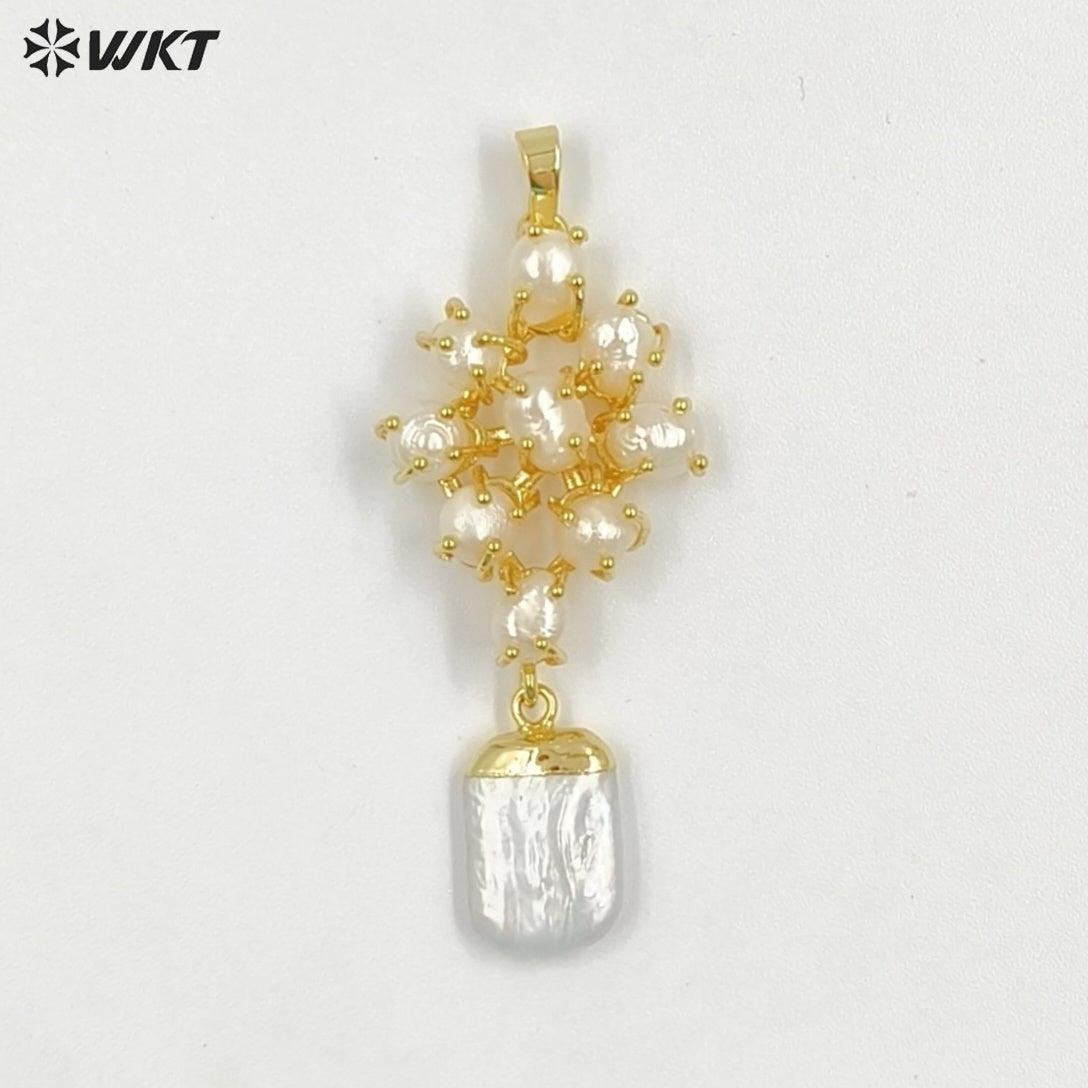 WT-JP456 Exclusive Elegant Design Gold Electroplated Multi Natural Freshwater Pearl Pendants For Lady Gift Making Accessory