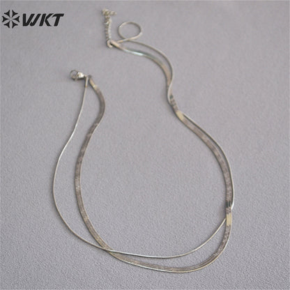 WT-BFN044 Wholesale Special Double Layer Snake Chain Necklace 18k Gold Plated Resist Tarnishable Brass Chain Choker Necklace