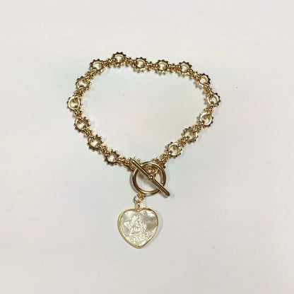 MPB077 WKT Exclusive Design Europe Hot OT Clasp Wheel Chain Metal Bracelet with Angel Charms Lady of Guadalupe Religion Bracelet