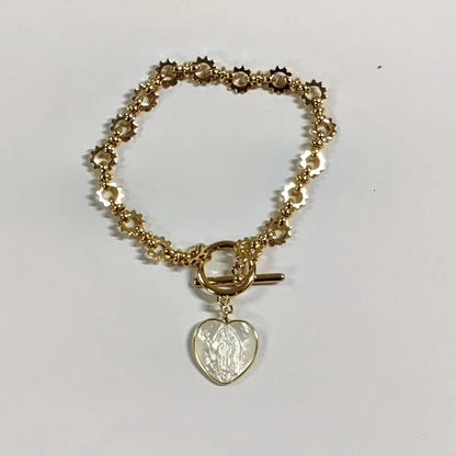 MPB077 WKT Exclusive Design Europe Hot OT Clasp Wheel Chain Metal Bracelet with Angel Charms Lady of Guadalupe Religion Bracelet