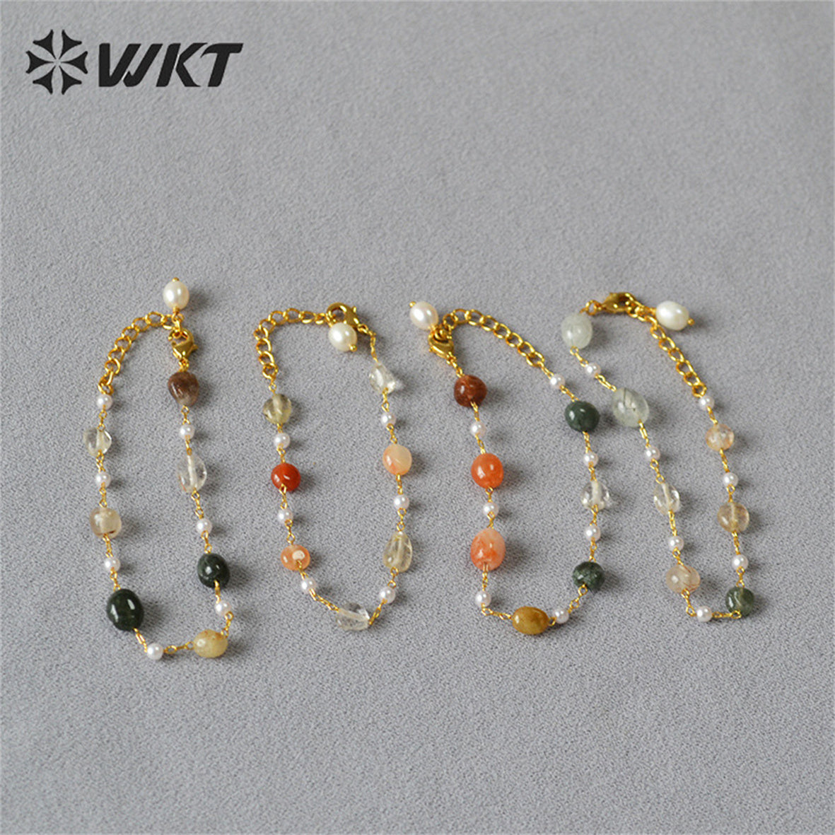 WT-B629 WKT New Handmade Natural Gemstone Bracelets Lovely Amazonite Amethyst Stone Rosary Beads Lucky Bracelets