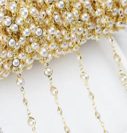WT-RBC220 Amazing Unique Artificial Pearl Beads Jewelry Chain Women DIY Handmade Round Beads Necklace Chain in 5 Meters
