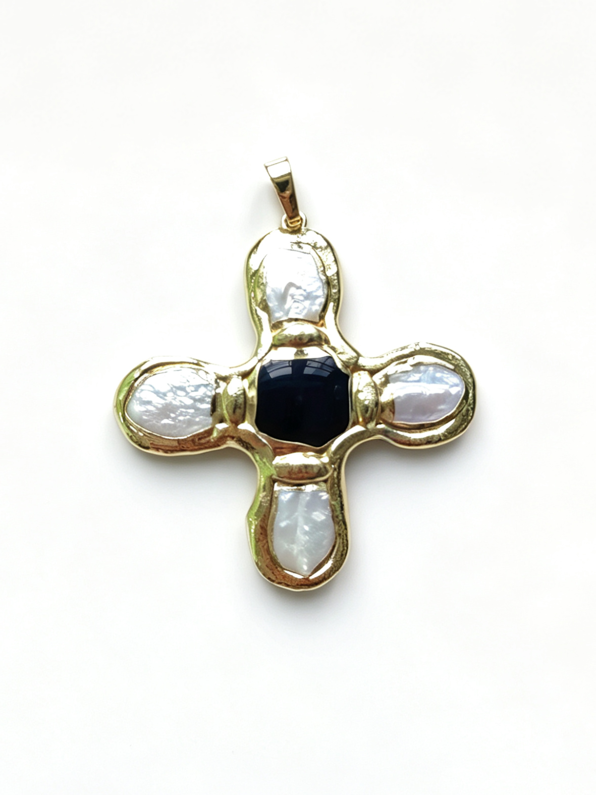 WT-JP401 Exquisite Accessory Pendant With Natural Freshwater Pearl and Turquoise Stone Cross Shape for Jewelry Handmade Gift