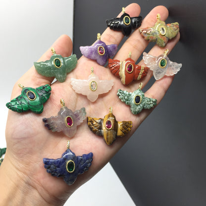 WT-P2146 Amazing Zircon And Multi Natural Gemstones Hand Carved Bird Shape Charms Pendants As Fashion Necklace Jewelry Findings