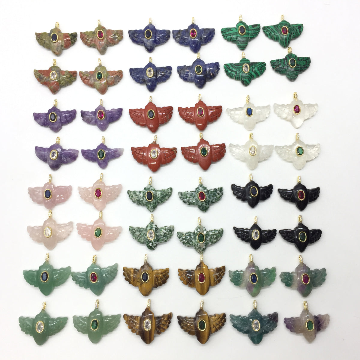 WT-P2146 Amazing Zircon And Multi Natural Gemstones Hand Carved Bird Shape Charms Pendants As Fashion Necklace Jewelry Findings