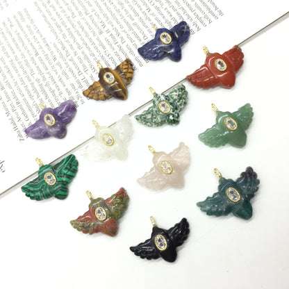 WT-P2146 Amazing Zircon And Multi Natural Gemstones Hand Carved Bird Shape Charms Pendants As Fashion Necklace Jewelry Findings