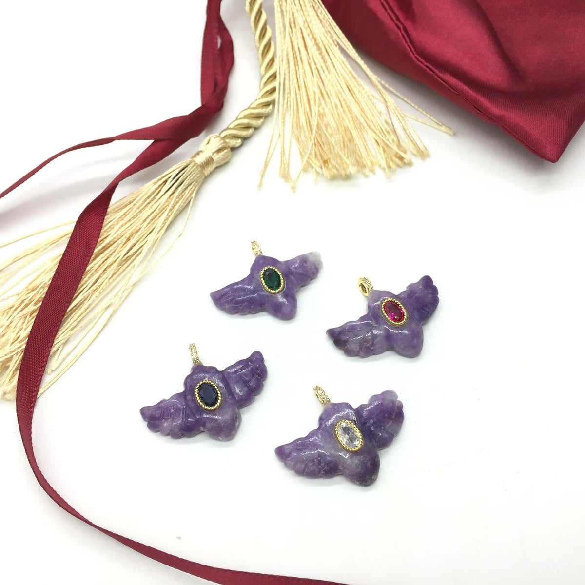 WT-P2146 Amazing Zircon And Multi Natural Gemstones Hand Carved Bird Shape Charms Pendants As Fashion Necklace Jewelry Findings