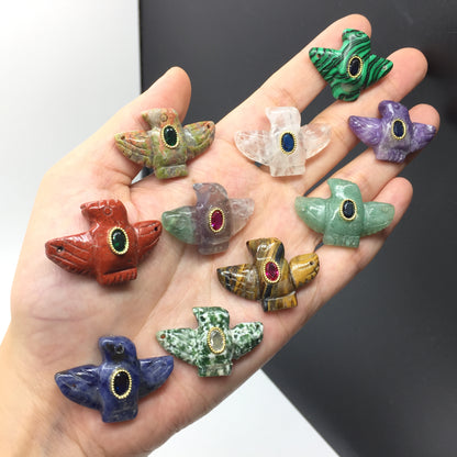 WT-P2146 Amazing Zircon And Multi Natural Gemstones Hand Carved Bird Shape Charms Pendants As Fashion Necklace Jewelry Findings