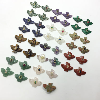 WT-P2147 Wonderful Trendy Colorful Zircon And Natural Gemstones Pigeon Shape Gold Pendants For Women Necklace DIY Making