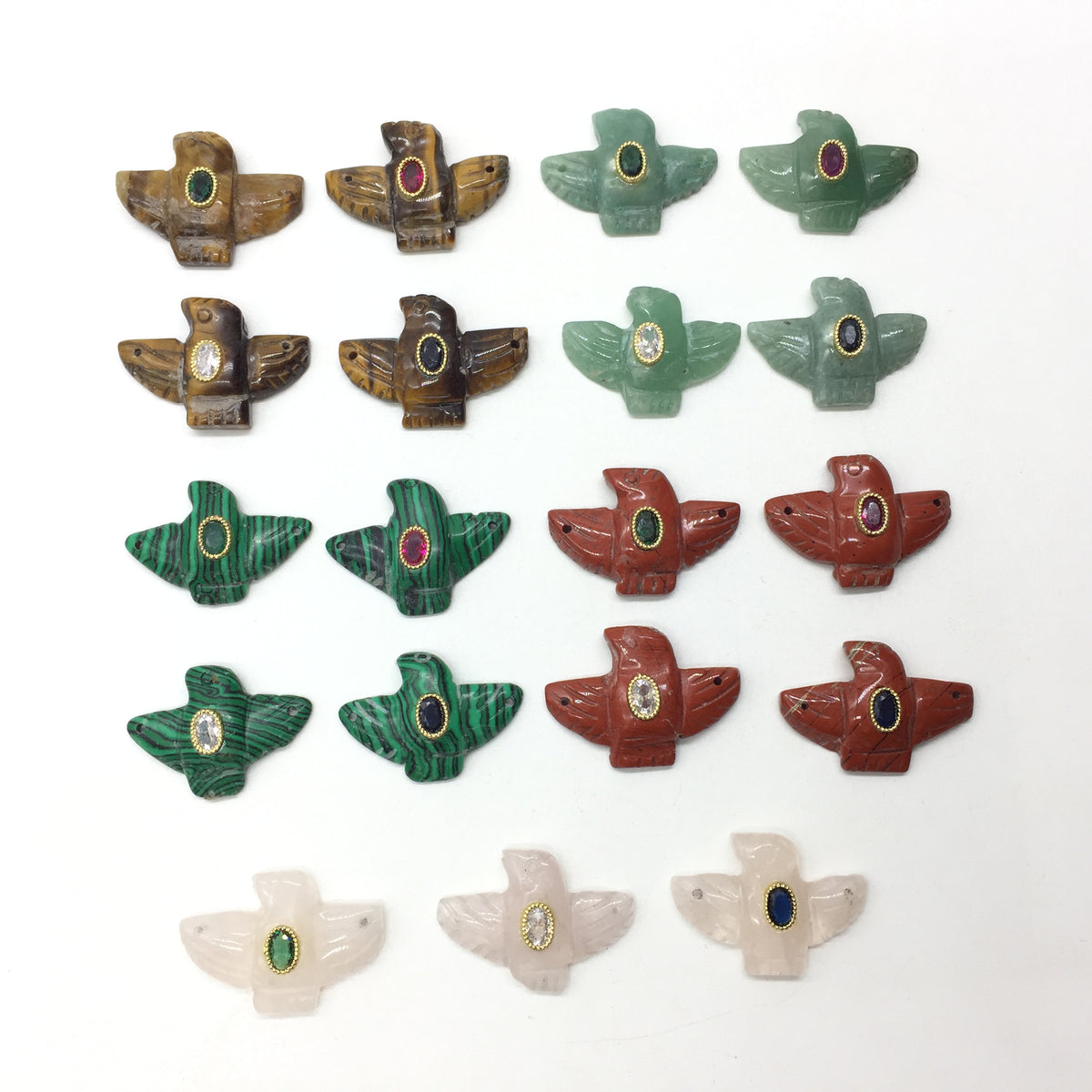 WT-P2147 Wonderful Trendy Colorful Zircon And Natural Gemstones Pigeon Shape Gold Pendants For Women Necklace DIY Making
