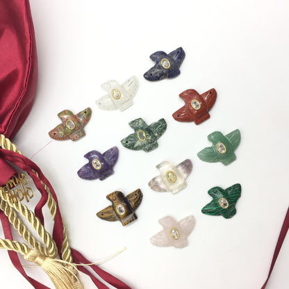 WT-P2147 Wonderful Trendy Colorful Zircon And Natural Gemstones Pigeon Shape Gold Pendants For Women Necklace DIY Making