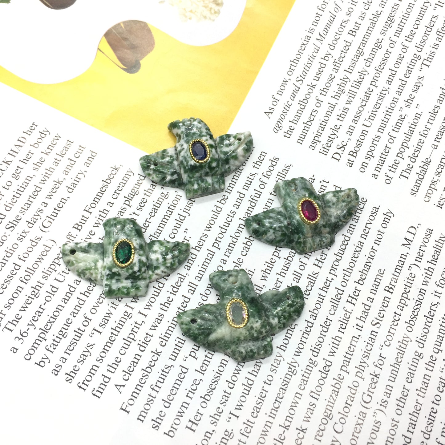 WT-P2147 Wonderful Trendy Colorful Zircon And Natural Gemstones Pigeon Shape Gold Pendants For Women Necklace DIY Making