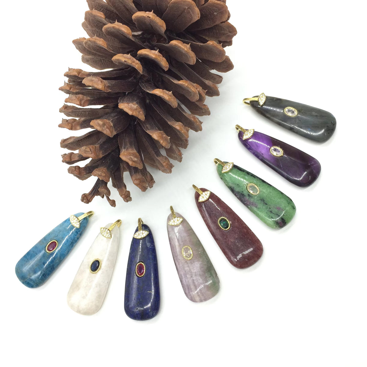 WT-P2149 High Quality Colorful Zircon And Natural Gemstones Long Waterdrop Shape Pendants As Fashionable Jewelry Accessories