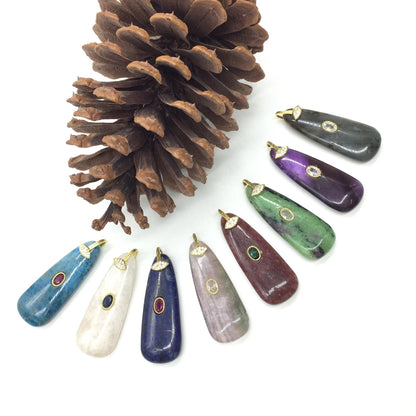 WT-P2149 High Quality Colorful Zircon And Natural Gemstones Long Waterdrop Shape Pendants As Fashionable Jewelry Accessories