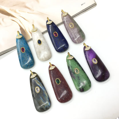 WT-P2149 High Quality Colorful Zircon And Natural Gemstones Long Waterdrop Shape Pendants As Fashionable Jewelry Accessories