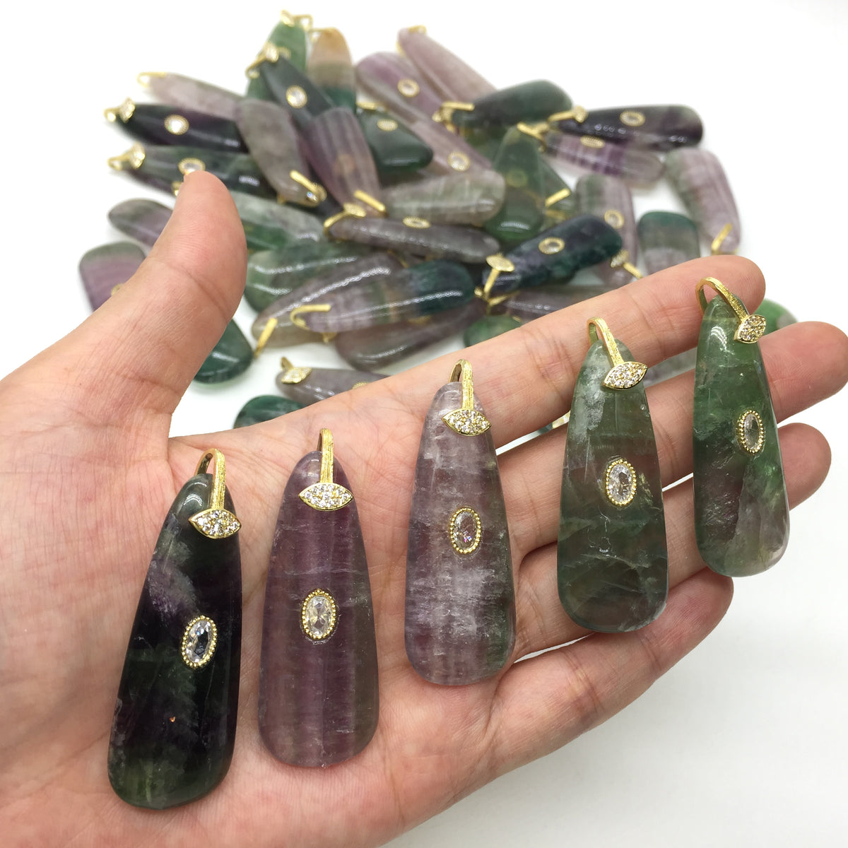 WT-P2149 High Quality Colorful Zircon And Natural Gemstones Long Waterdrop Shape Pendants As Fashionable Jewelry Accessories