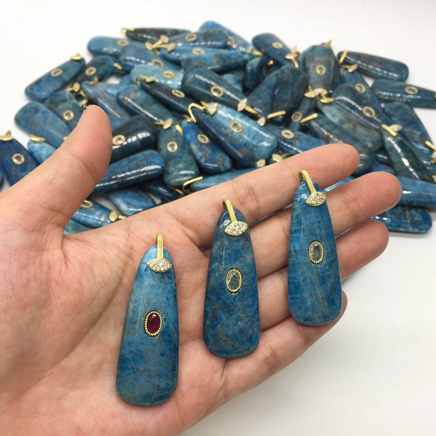 WT-P2149 High Quality Colorful Zircon And Natural Gemstones Long Waterdrop Shape Pendants As Fashionable Jewelry Accessories