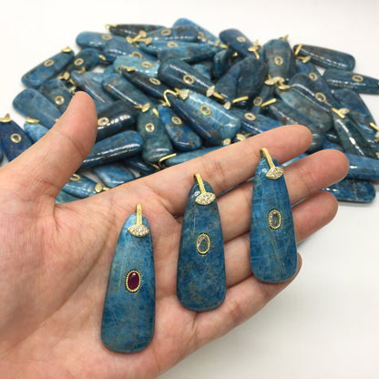 WT-P2149 High Quality Colorful Zircon And Natural Gemstones Long Waterdrop Shape Pendants As Fashionable Jewelry Accessories