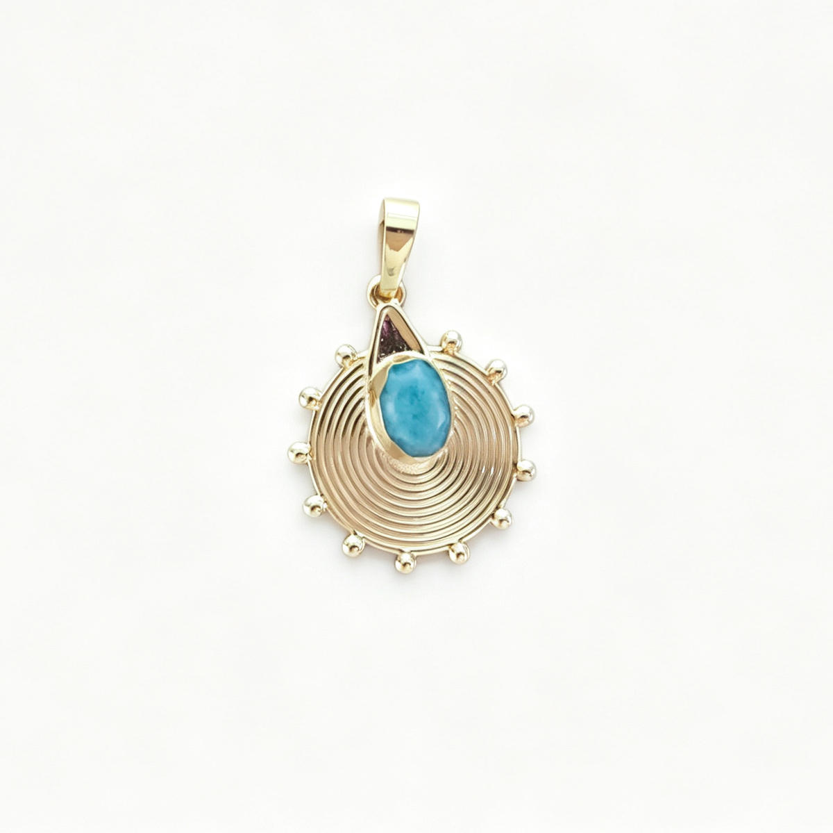 WT-P2150 Unique Wonderful Style 18K Gold Plated Natural Gemstone Sun Shape Pendants For Women Special Necklace DIY Making
