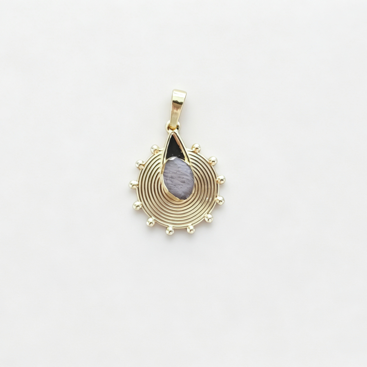 WT-P2150 Unique Wonderful Style 18K Gold Plated Natural Gemstone Sun Shape Pendants For Women Special Necklace DIY Making