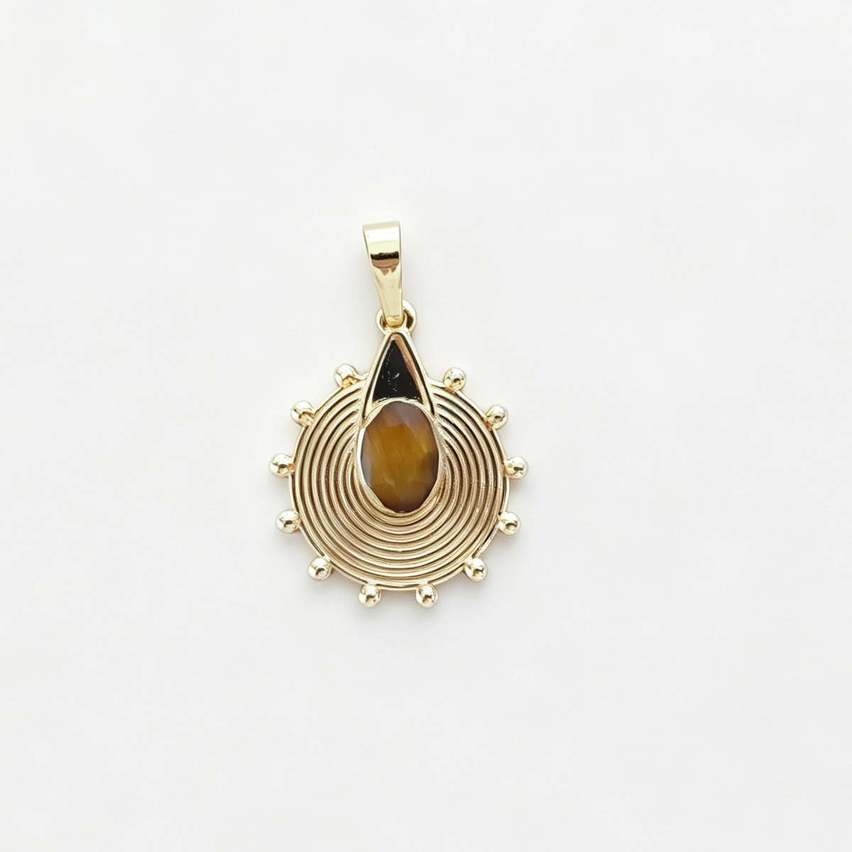 WT-P2150 Unique Wonderful Style 18K Gold Plated Natural Gemstone Sun Shape Pendants For Women Special Necklace DIY Making