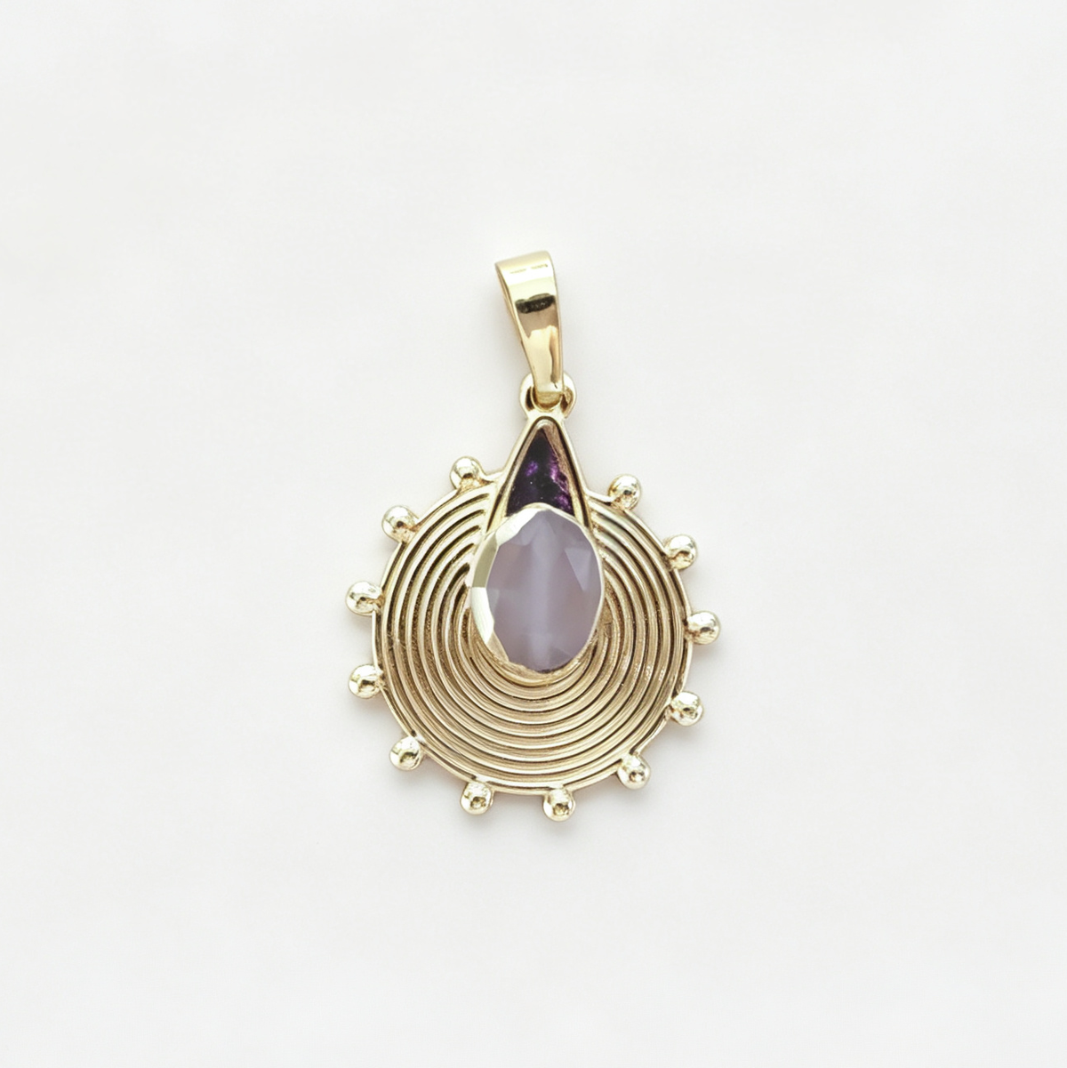 WT-P2150 Unique Wonderful Style 18K Gold Plated Natural Gemstone Sun Shape Pendants For Women Special Necklace DIY Making